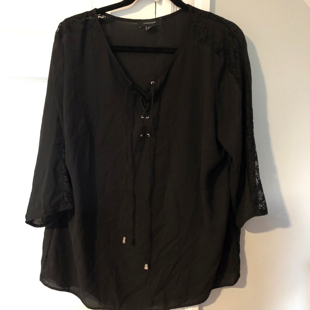 Atmosphere long sleeve black top w/ lace cut outs